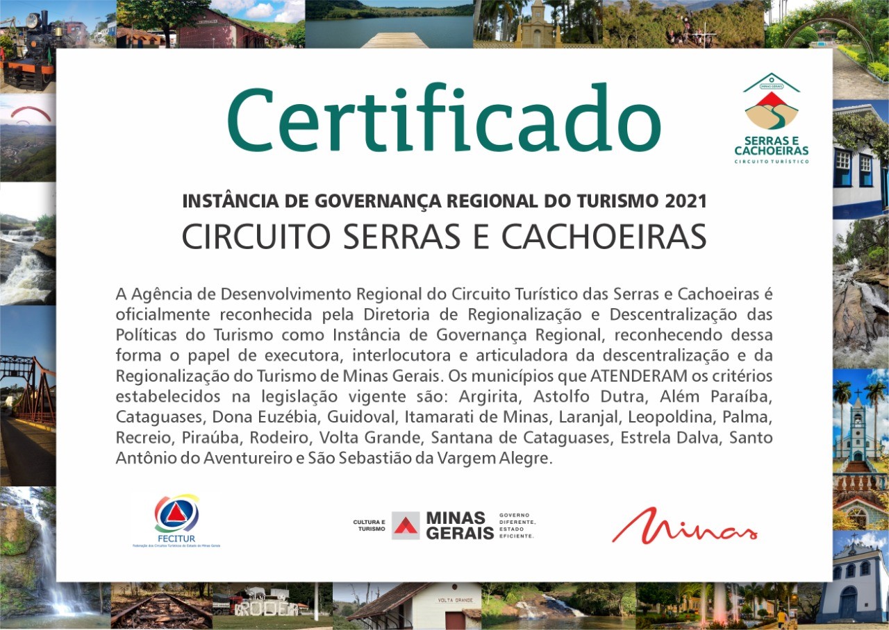 Circuito Turístico Serras e Cachoeiras é reconhecido como Instância de Governança Regional 2021