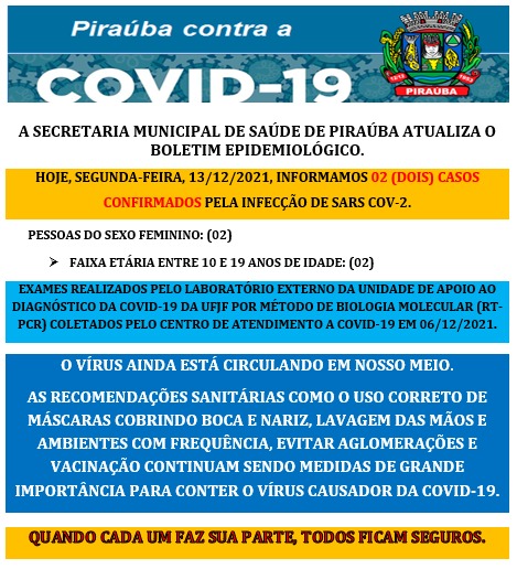 BOLETIM EPIDEMIOLÓGICO DE COVID-19 (13/12/2021)