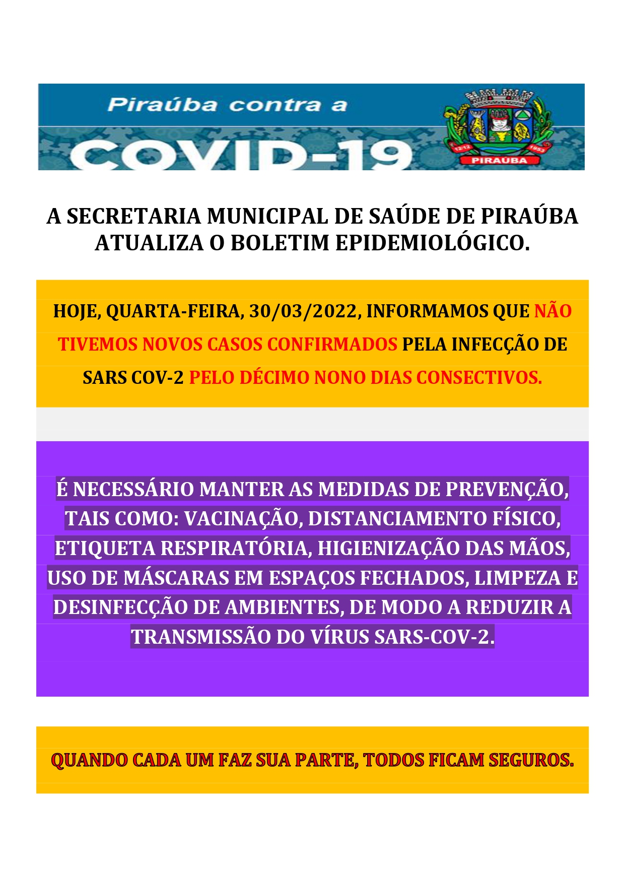 BOLETIM EPIDEMIOLÓGICO DE COVID-19 (30/03/2022)