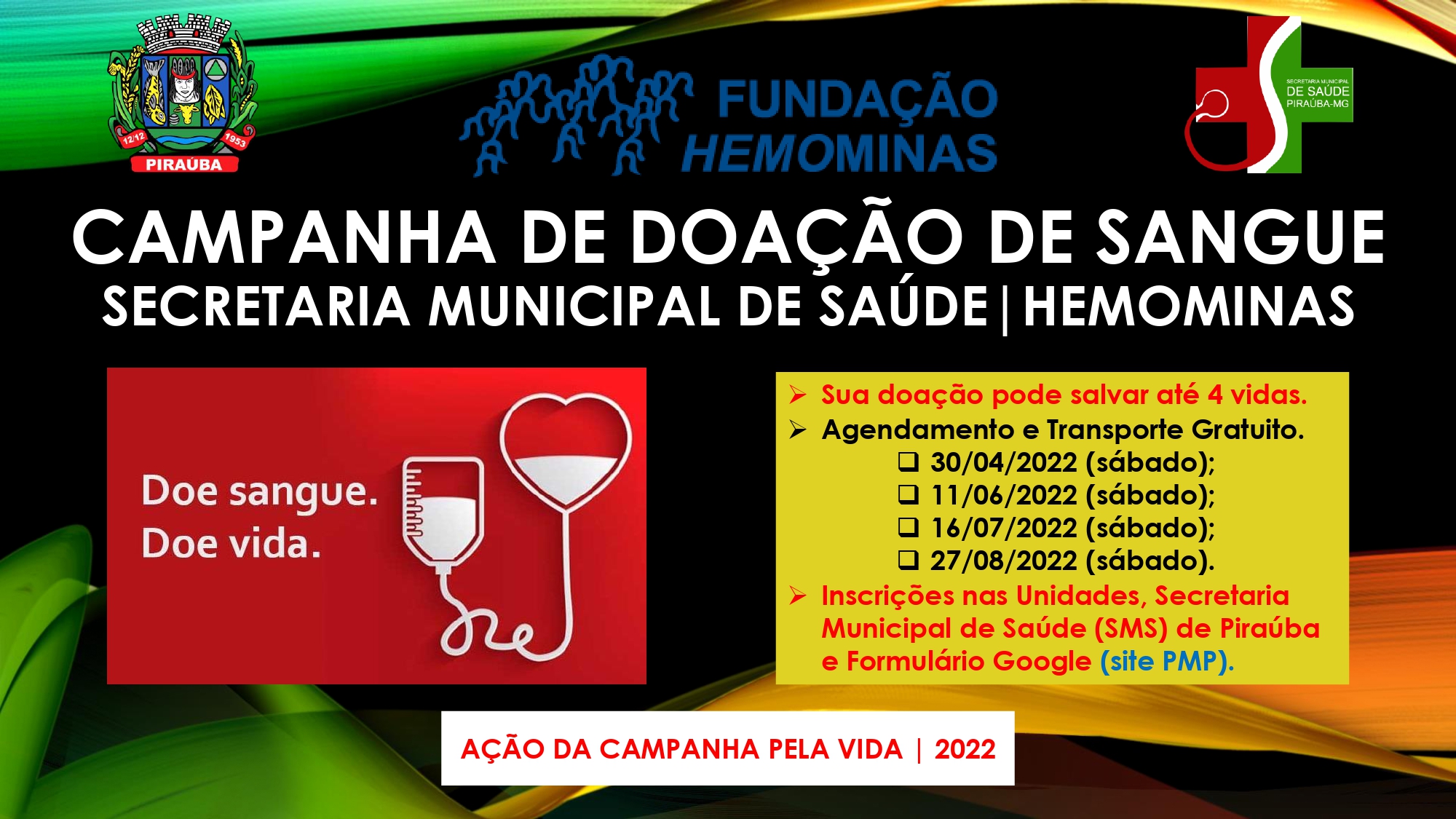 CAMPANHA DE DOAÇÃO DE SANGUE | 2022 | SMS PIRAÚBA | HEMOMINAS | JUIZ DE FORA | MG