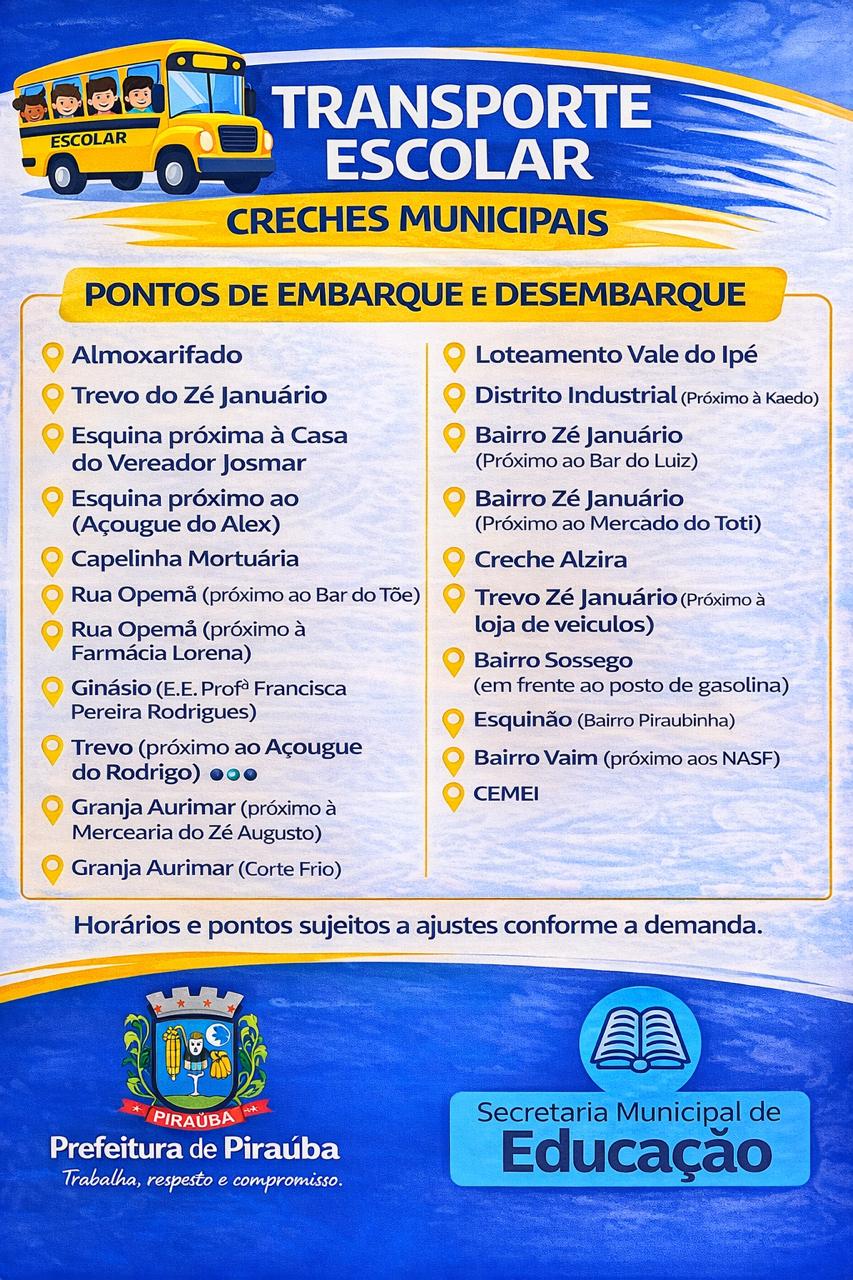 TRANSPORTE ESCOLAR - CRECHES MUNICIPAIS